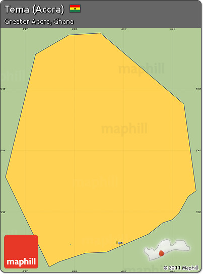Savanna Style Simple Map of Tema (Accra), cropped outside