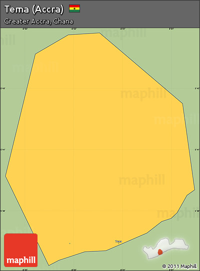 Savanna Style Simple Map of Tema (Accra), cropped outside