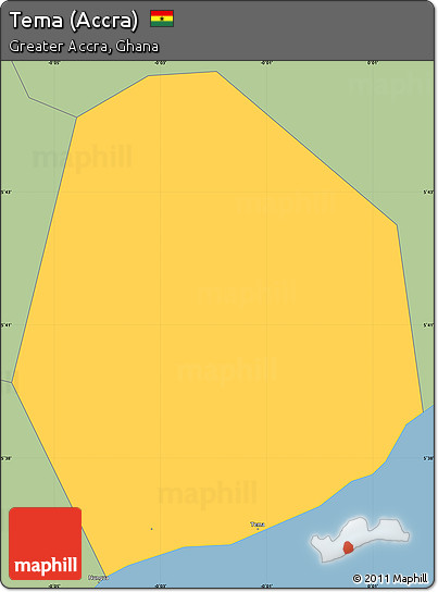 Savanna Style Simple Map of Tema (Accra)
