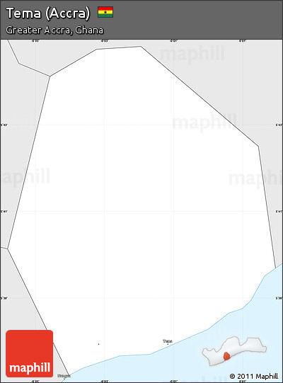 Silver Style Simple Map of Tema (Accra)