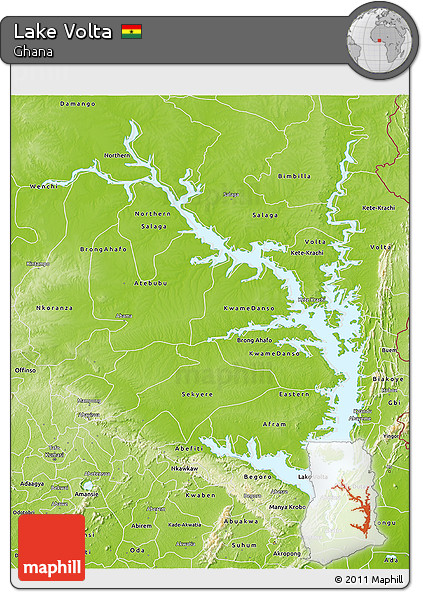 Physical 3D Map of Lake Volta