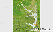 Political 3D Map of Lake Volta, satellite outside