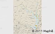 Political 3D Map of Lake Volta, shaded relief outside