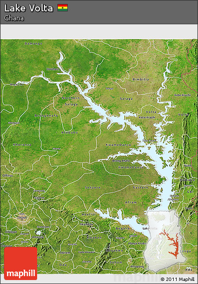 Satellite 3D Map of Lake Volta