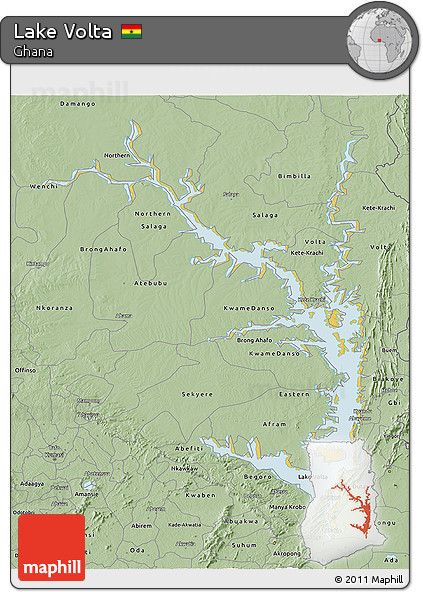 Savanna Style 3D Map of Lake Volta