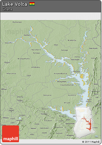 Savanna Style 3D Map of Lake Volta