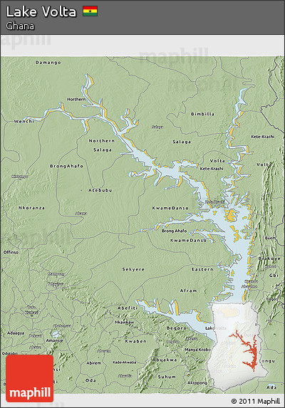 Savanna Style 3D Map of Lake Volta