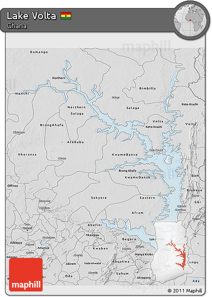 Silver Style 3D Map of Lake Volta