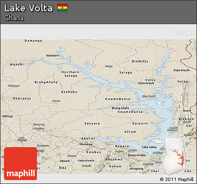 Classic Style Panoramic Map of Lake Volta