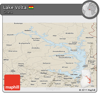 Classic Style Panoramic Map of Lake Volta