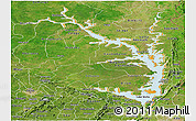 Political Panoramic Map of Lake Volta, satellite outside