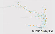 Political Panoramic Map of Lake Volta, single color outside