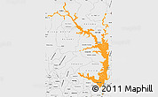 Political Simple Map of Lake Volta, single color outside, borders and labels