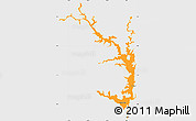 Political Simple Map of Lake Volta, single color outside