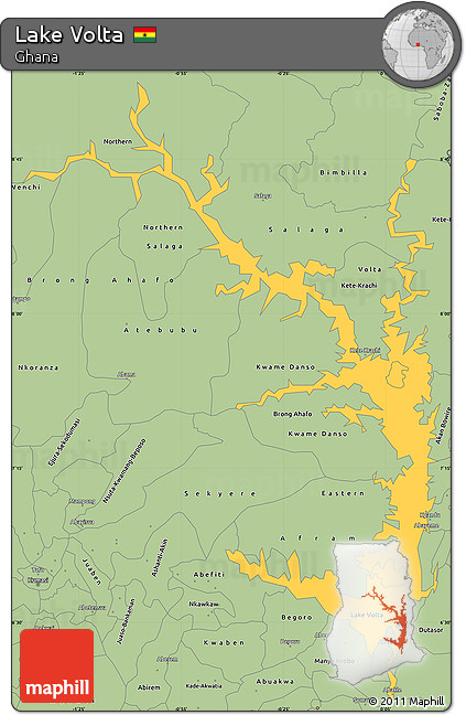 Savanna Style Simple Map of Lake Volta