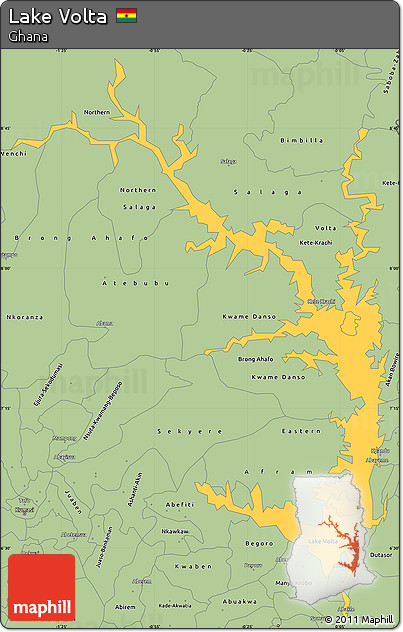 Savanna Style Simple Map of Lake Volta