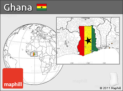Flag Location Map of Ghana, blank outside