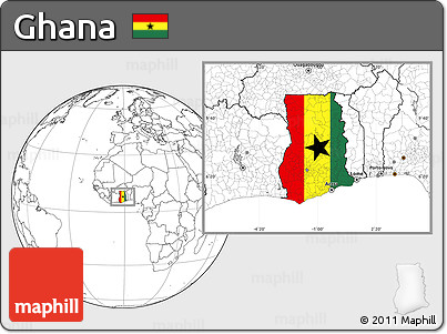 Flag Location Map of Ghana, blank outside