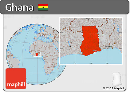 Gray Location Map of Ghana