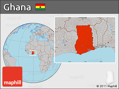 Gray Location Map of Ghana
