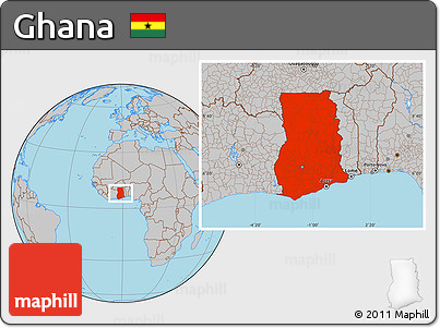 Gray Location Map of Ghana