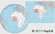 Gray Location Map of Ghana, highlighted continent, within the entire continent
