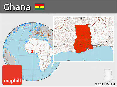 Gray Location Map of Ghana, highlighted continent
