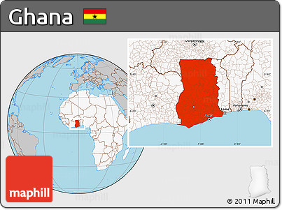 Gray Location Map of Ghana, highlighted continent