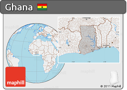 Gray Location Map of Ghana, lighten, land only