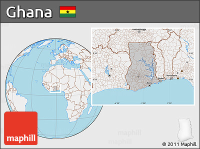 Gray Location Map of Ghana, lighten, land only