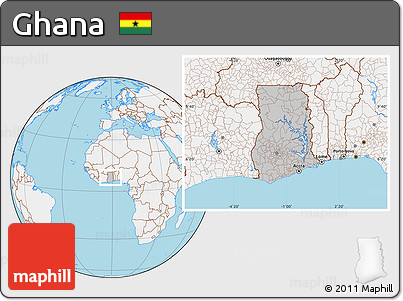 Gray Location Map of Ghana, lighten, land only