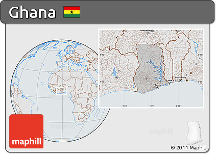 Gray Location Map of Ghana, lighten, semi-desaturated