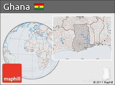 Gray Location Map of Ghana, lighten, semi-desaturated