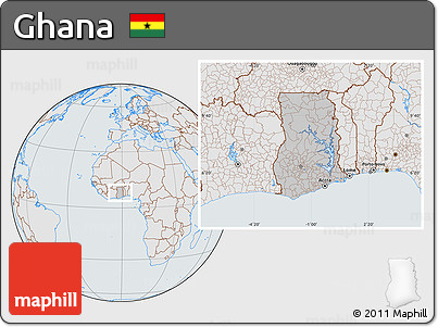 Gray Location Map of Ghana, lighten, semi-desaturated