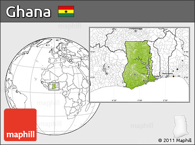 Physical Location Map of Ghana, blank outside