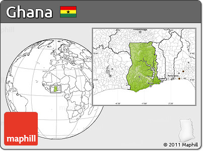 Physical Location Map of Ghana, blank outside