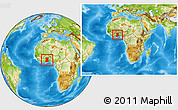 Physical Location Map of Ghana, within the entire continent