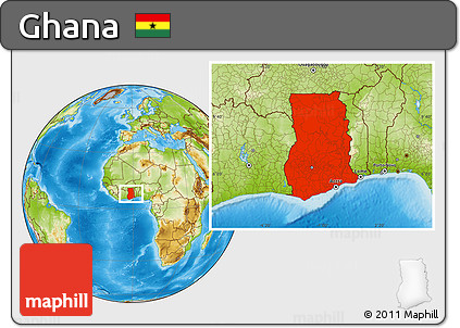 Physical Location Map of Ghana