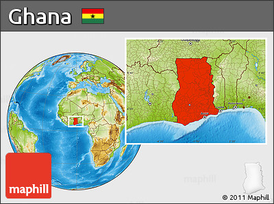 Physical Location Map of Ghana