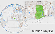 Political Location Map of Ghana, lighten, desaturated