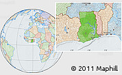 Political Location Map of Ghana, lighten