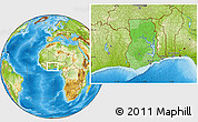 Political Location Map of Ghana, physical outside