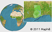 Political Location Map of Ghana, satellite outside