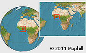 Satellite Location Map of Ghana, within the entire continent