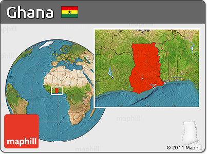 Satellite Location Map of Ghana