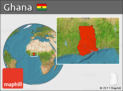 Satellite Location Map of Ghana