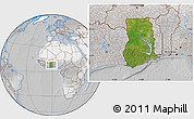 Satellite Location Map of Ghana, lighten, desaturated