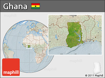 Satellite Location Map of Ghana, lighten