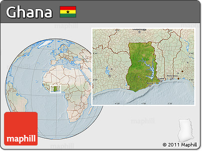 Satellite Location Map of Ghana, lighten