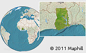 Satellite Location Map of Ghana, lighten, land only